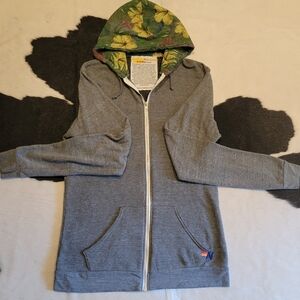 Gray Men's Hoodie with Hawaiian Floral Hood